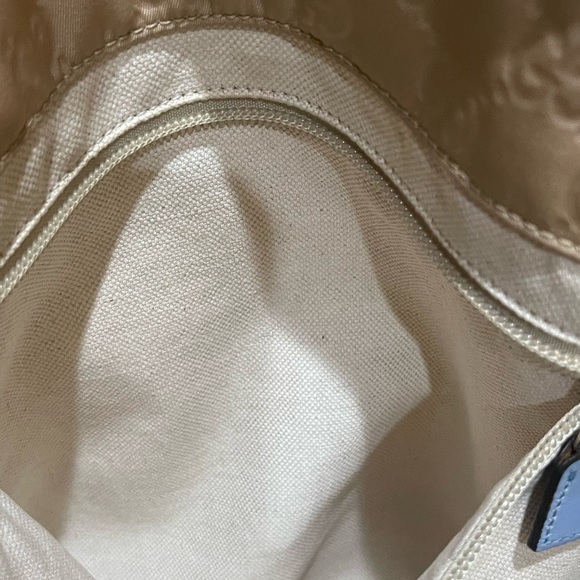 Gucci Beige GG Nylon Tote with Blue Leather Straps - Picture 11 of 13